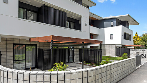 Lobell residential apartment construction - Hillcrest Views front side view